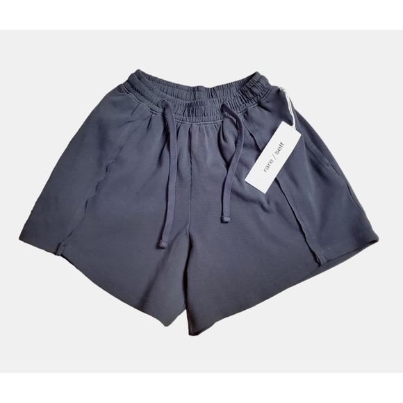 Rare/Self Minimalist Quiet Luxury Ribbed Knit‎ Shorts Black Sanded Size 2 NWT - Picture 1 of 9